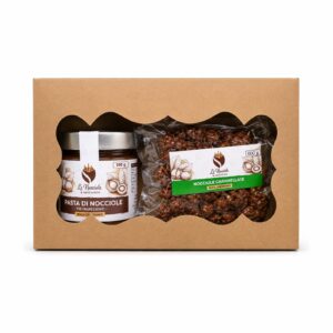 Box Regalo con Crema di Nocciole 190 g e Nocciole Caramellate 100 g - Le Nocciole di Abakainon