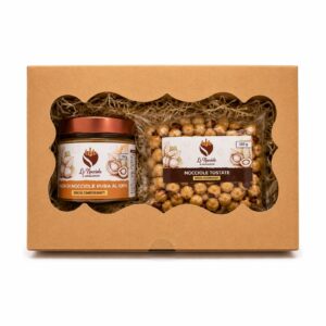Box Regalo con Pasta di Nocciole 100% 190 g e Nocciole Tostate 100 g - Le Nocciole di Abakainon