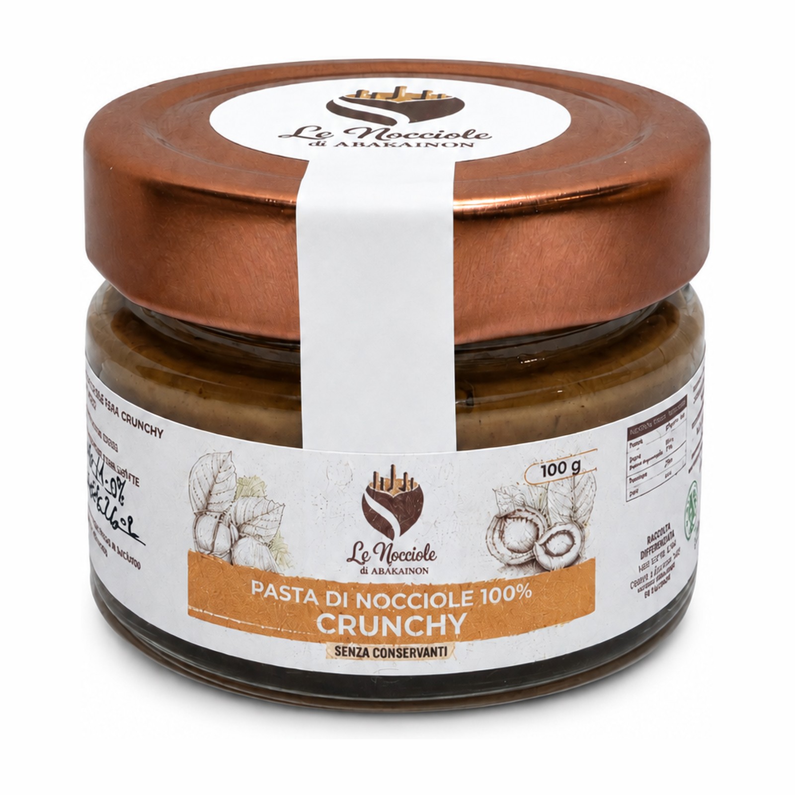 Pasta di Nocciole 100% Crunchy 100 g - Le Nocciole di Abakainon