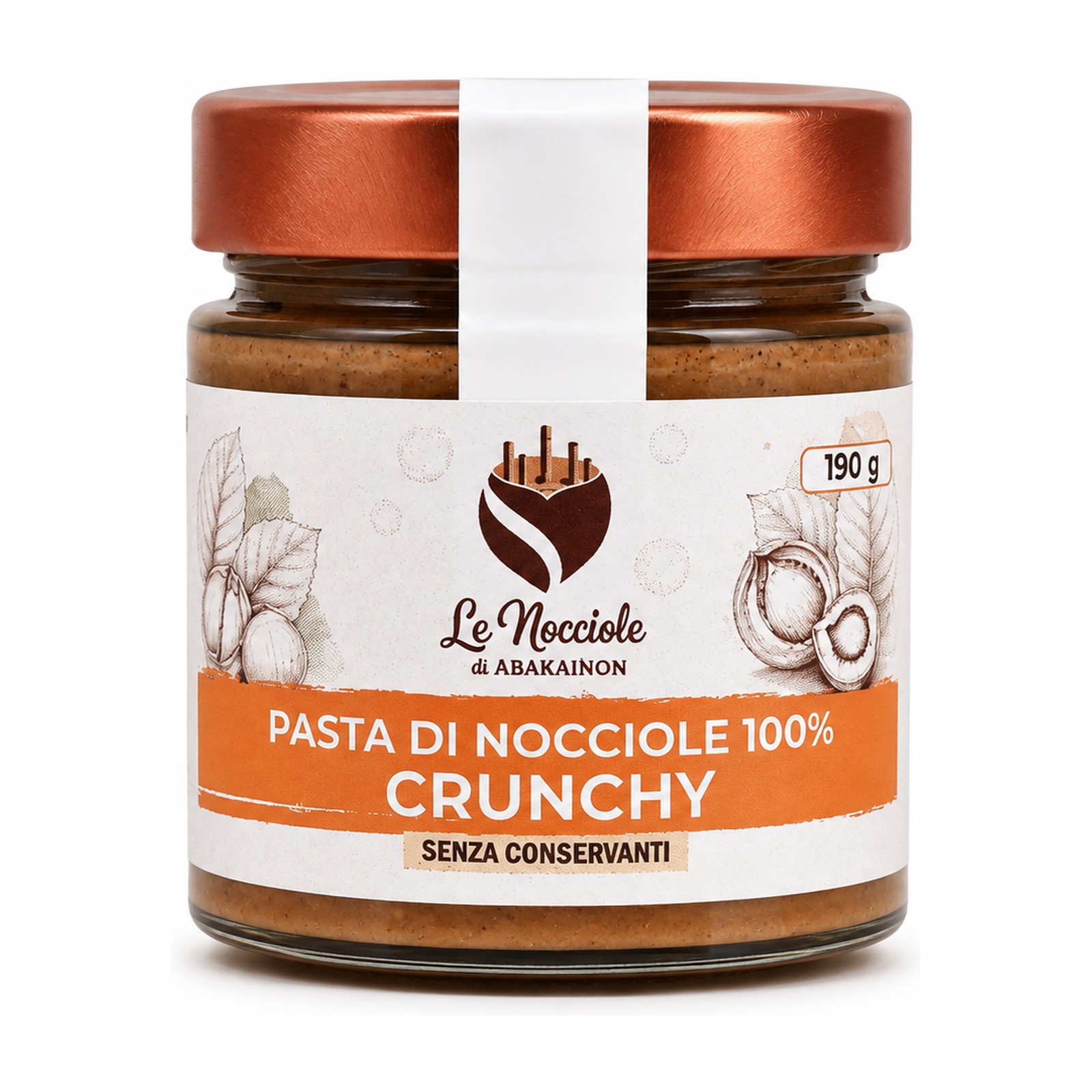 Pasta di Nocciole 100% Crunchy 190 g - Le Nocciole di Abakainon