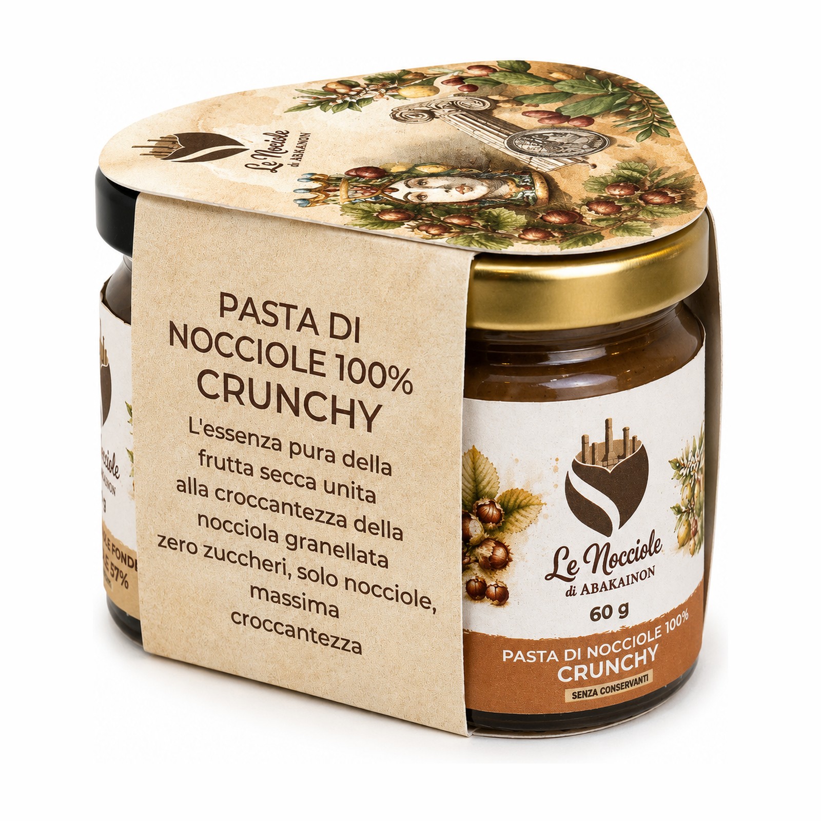 Tris di creme di nocciole da 60 g - Pasta Crunchy, Fondente e Tre Ingredienti
