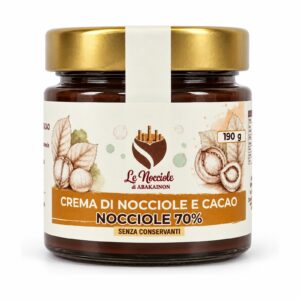 Crema di Nocciole e Cacao con il 70% di nocciole dei Nebrodi, vasetto 190 g - Le Nocciole di Abakainon